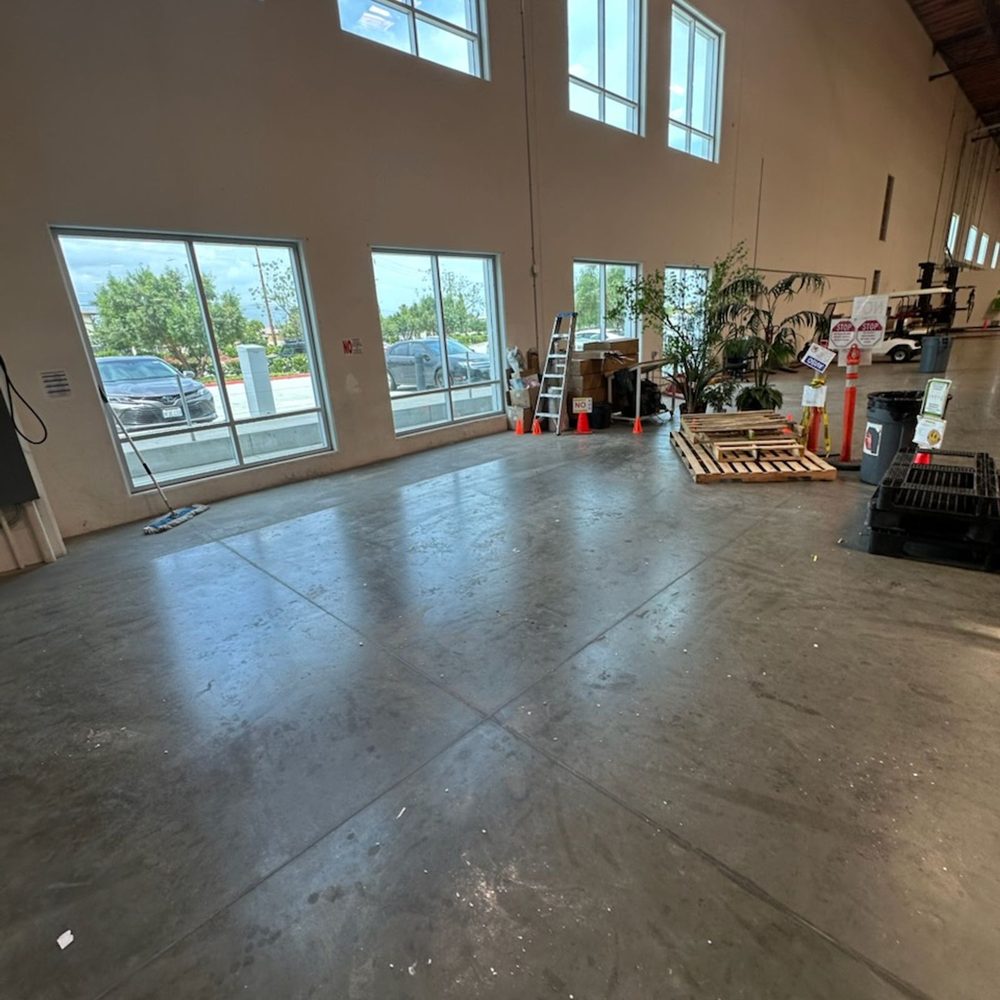 Warehouse floor during a commercial clean out