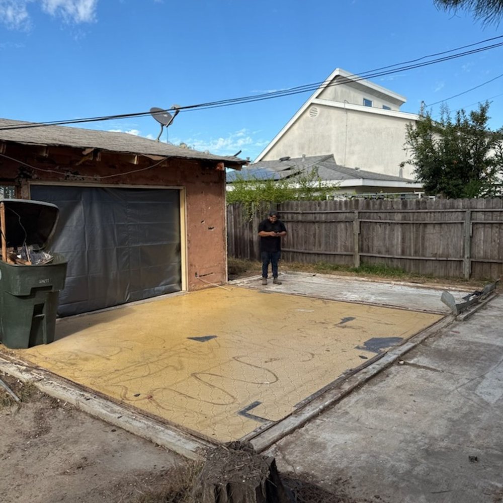 Cleared backyard pad after shed removal in Los Angeles